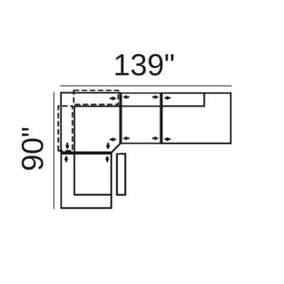 Layout F:  Four Piece Sectional 90" x 139"