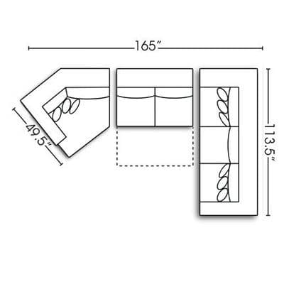 Layout B: Four Piece Sleeper Sectional 165" x 113.5"