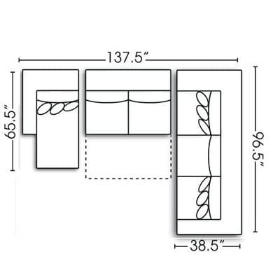 Layout D: Three Piece Sleeper Sectional 66.5" x 137.5" x 96.5"