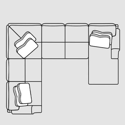 Layout E: Three Piece Sectional. 113" x 115" x 62"