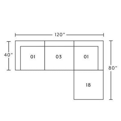 Layout B:  Four Piece Sectional 120" x 80"