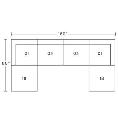 Layout D:  Six Piece Sectional 80" x 160"