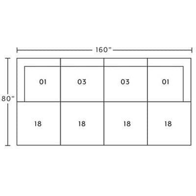 Layout H:  Eight Piece Sectional 80" x 160"