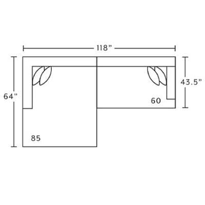 Layout B: Two Piece Sectional 64" x 118"