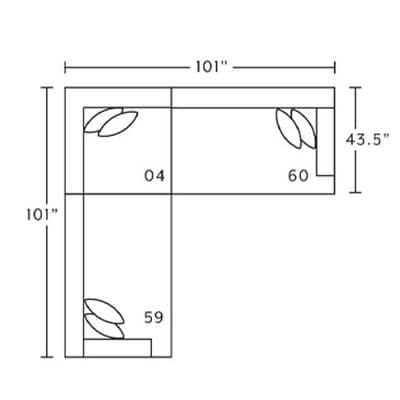 Layout D: Three Piece Sectional 101" x 101"