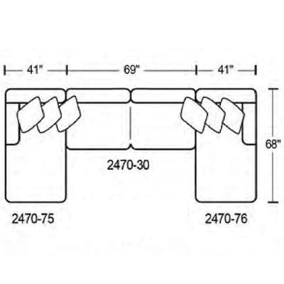 Layout B: Three Piece Sectional 68" x 151" x 68"