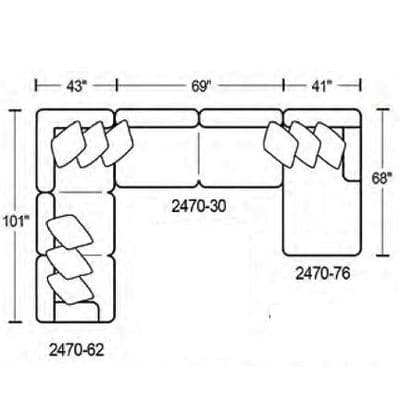 Layout F: Three Piece Sectional 68" x 153" x 101"