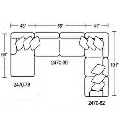 Layout G: Three Piece Sectional 68" x 153" x 101"