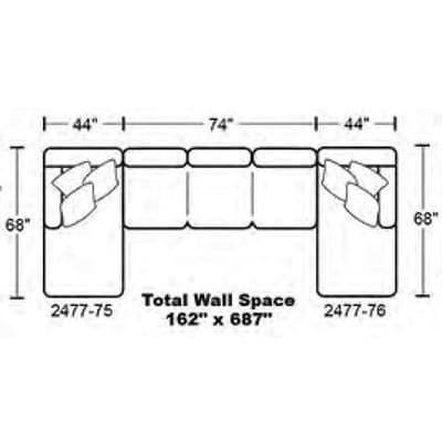 Layout E:  Three Piece Sectional 68" x 172" x 68"