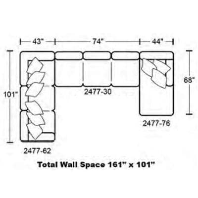 Layout G:  Three Piece Sectional 101" x 161" x 68"