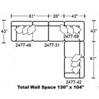 Layout J:  Four Piece Sectional 130" x 104"