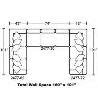 Layout K:  Three Piece Sectional 101" x 160" x 101"