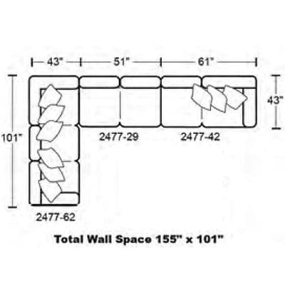 Layout L: Three Piece Sectional 101" x 155"