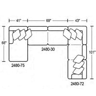 Layout E:  Three Piece Sectional 68" x 153" x 101"