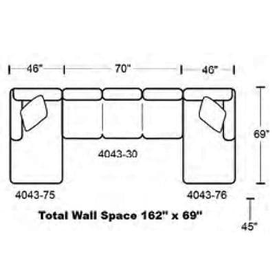 Layout F:  Three Piece Sectional 69" x 162" x 69"