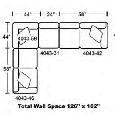 Layout I:  Four Piece Sectional 102" x 126"