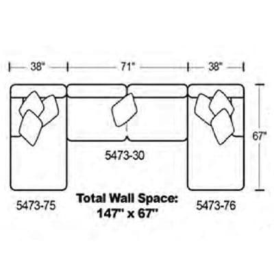 Layout B: Three Piece Sectional 67" x 147" x 67"