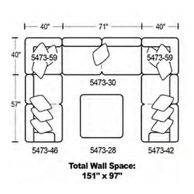 Layout D: Six Piece Sectional 97" x 151" x 97"