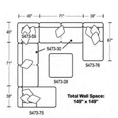 Layout E:  Six Piece Sectional 149" x 149"