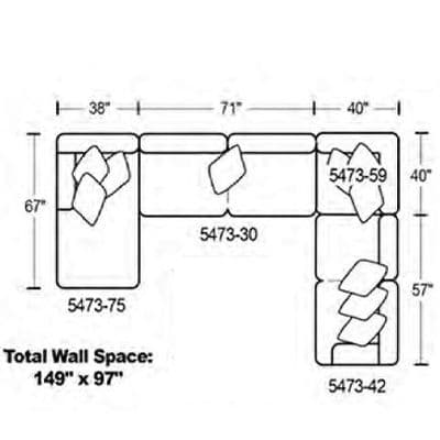 Layout F: Four Piece Sectional 67" x 149" x 97"