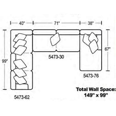 Layout G:  Three Piece Sectional 99" x 149" x 67"