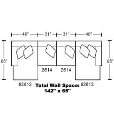 Layout D:  Four Piece Sectional 65" x 142" x 54"