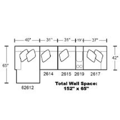 Layout E:  Five Piece Sectional 65" x 152"