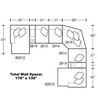 Layout I:  Eight Piece Sectional 170" x 139"