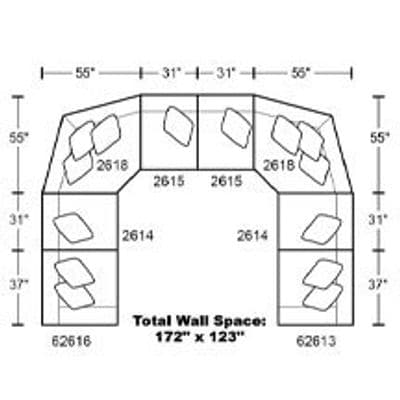 Layout K:  Eight Piece Sectional 172" x 123" x 172"