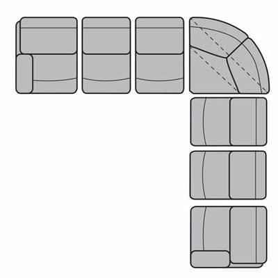 Layout E: Seven Piece Reclining Sectional 128" x 128"