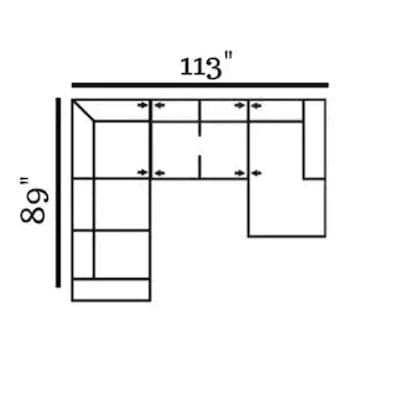 Layout P: Three Piece Sectional 89" x 113" x 62"