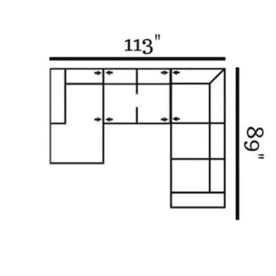 Layout Q: Three Piece Sectional 62" x 113" x 89"