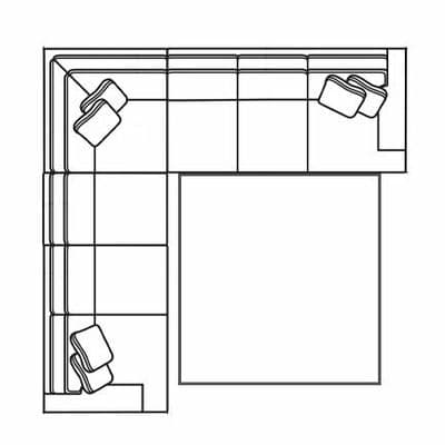 Layout A:  Three Piece Sleeper Sectional. 114" x 117" (Size varies due to arm selection) 