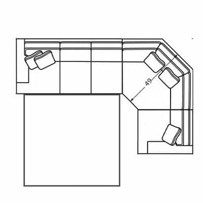 Layout E: Three Piece Sleeper Sectional. 129" x 80" (Size varies due to arm selection) 