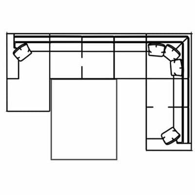 Layout L: Four Piece Armless Sleeper Sectional.  65" x 160" x 97" (Size varies due to arm selection)