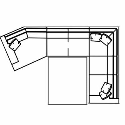 Layout Q: Three Piece Armless Sleeper Sectional. 156" x 95"  (Size varies due to arm selection)