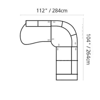 Layout B: Three Piece Reclining Sectional 112" x 104"