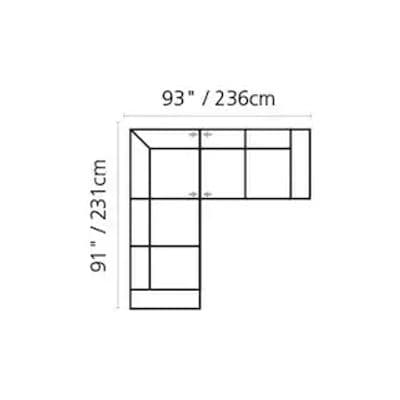 Layout F: Two Piece Reclining Sectional 93" x 91"