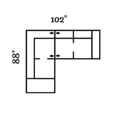 Layout B: Two Piece Sectional 88" x 102"