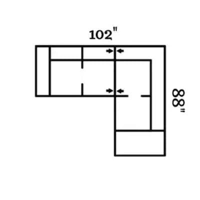 Layout C: Two Piece Sectional 102" x 88"