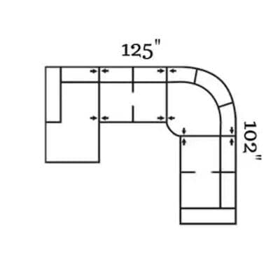 Layout J: Four Piece Sectional 125" x 102"