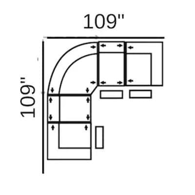 Layout B: Five Piece Sectional 109" x 109" (3 Recliners)