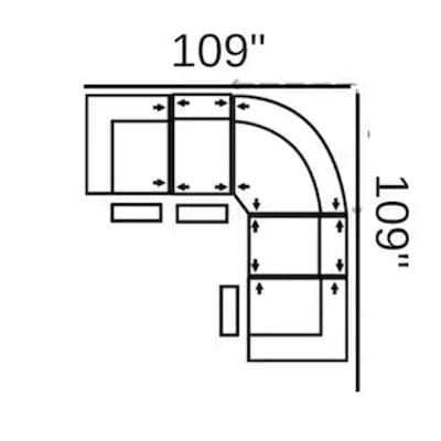 Layout C: Five Piece Sectional 109" x 109" (3 Recliners)