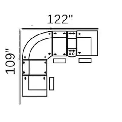 Layout E: Six Piece Sectional 109" x 122" (3 Recliners)