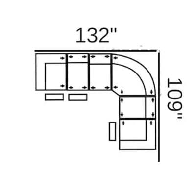 Layout F: Six Piece Sectional 132" x 109" (3 Recliners)