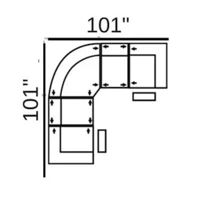 Layout A: Five Piece Sectional 101" x 101" (2 Recliners)