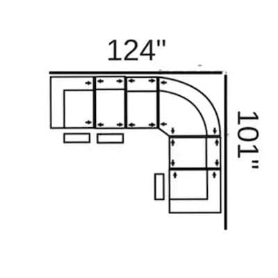 Layout F: Six Piece Sectional 124" x 101" (3 Recliners)