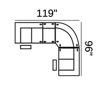 Layout B: Four Piece Sectional 119" x 96" (2 Recliners)