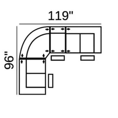 Layout D: Four Piece Sectional 96" x 119" (3 Recliners)