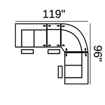 Layout E: Four Piece Sectional 119" x 96" (3 Recliners)